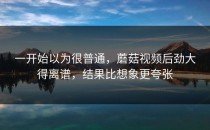 一开始以为很普通，蘑菇视频后劲大得离谱，结果比想象更夸张