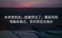 本来想划走，结果停住了，蘑菇视频电脑版最近，背后原因太微妙