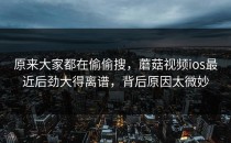 原来大家都在偷偷搜，蘑菇视频ios最近后劲大得离谱，背后原因太微妙