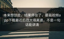 本来想划走，结果停住了，蘑菇视频app下载最近后劲大得离谱，不是一句话能讲清