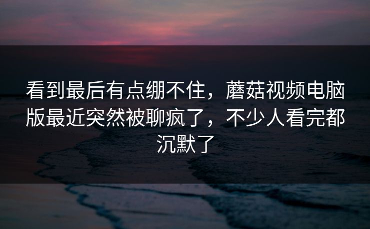 看到最后有点绷不住，蘑菇视频电脑版最近突然被聊疯了，不少人看完都沉默了  第1张