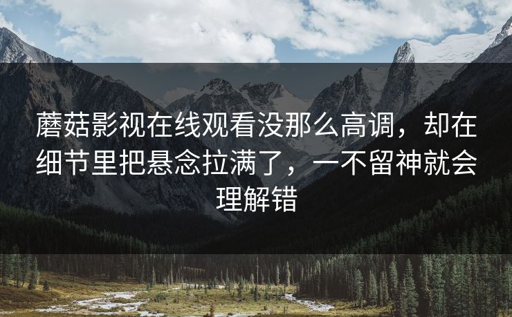 蘑菇影视在线观看没那么高调，却在细节里把悬念拉满了，一不留神就会理解错  第1张