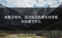 谁都没想到，这次<strong>每日大赛在线观看</strong>到底藏了什么