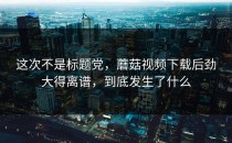 这次不是标题党，蘑菇视频下载后劲大得离谱，到底发生了什么