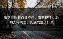 看到最后有点绷不住，蘑菇视频ios后劲大得离谱，到底发生了什么