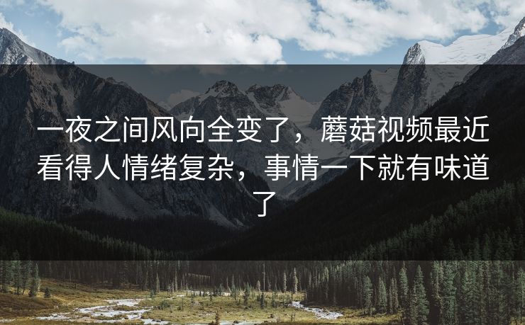 一夜之间风向全变了，蘑菇视频最近看得人情绪复杂，事情一下就有味道了  第1张