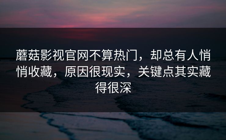 蘑菇影视官网不算热门，却总有人悄悄收藏，原因很现实，关键点其实藏得很深  第1张