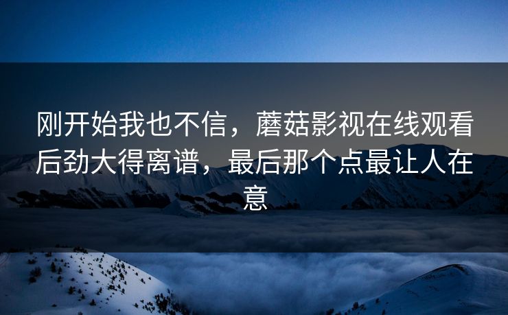 刚开始我也不信，蘑菇影视在线观看后劲大得离谱，最后那个点最让人在意  第1张
