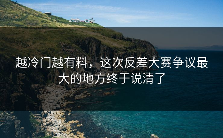 越冷门越有料，这次反差大赛争议最大的地方终于说清了